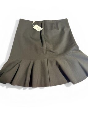 Akris Punto Black Flounce Hem Mini Skirt Size 10 Luxury Designer Drop Waist